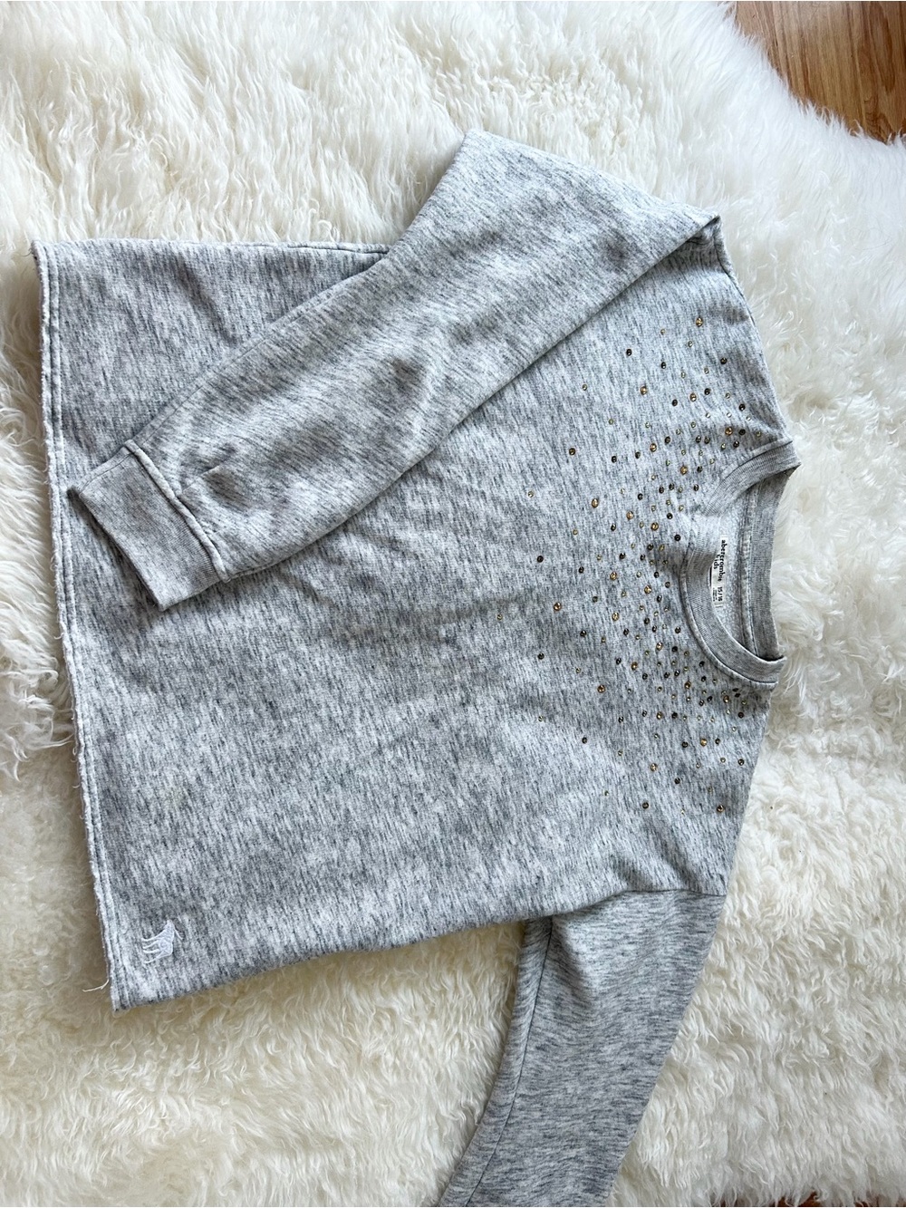 Abercrombie & Fitch Heather Gray Sweatshirt with Gold Stud Accents